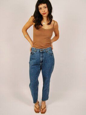 90s High Waisted Jeans (26) Lee blue vintage womens mom jeans tapered leg indie